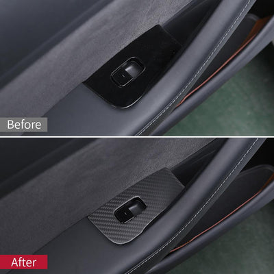 14Pcs Genuine Matte Carbon Fiber Window & Door Switch Covers for Model 3 (Left Hand Drive) - PimpMyEV