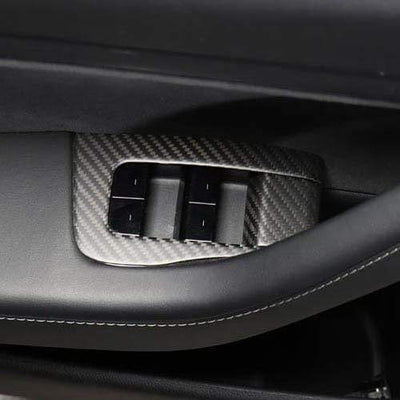 14Pcs Genuine Matte Carbon Fiber Window & Door Switch Covers for Model Y (Left Hand Drive) - PimpMyEV