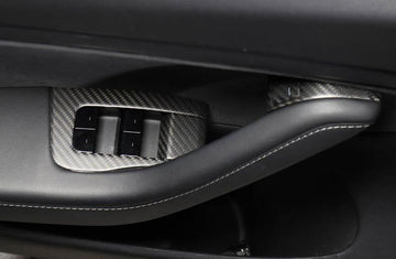 14Pcs Genuine Matte Carbon Fiber Window & Door Switch Covers for Model Y (Left Hand Drive) - PimpMyEV
