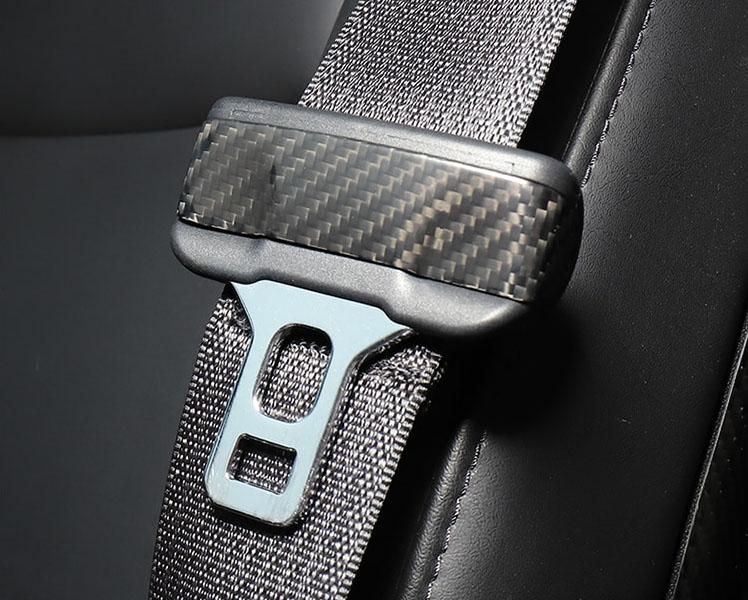 Real Molded Carbon Fiber Seat Belt Overlay Covers for Tesla Model 3 2017-2023
