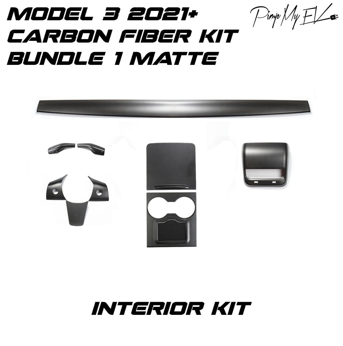 Ultimate Genuine Carbon Fiber Bundle Kit For Model 3 Matte (4 options) 2021+ - PimpMyEV