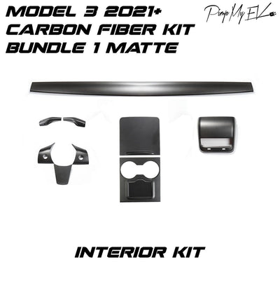 Ultimate Genuine Carbon Fiber Bundle Kit For Model 3 Matte (4 options) 2021+ - PimpMyEV