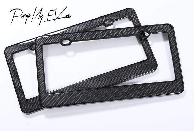 2PCs Genuine Carbon Fiber License Plate Frame Set for Model S 3 X Y - PimpMyEV