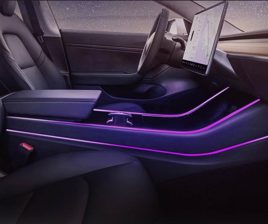 Center Console Ambient Lighting Kit For Tesla Model 3 and Y Gen 1