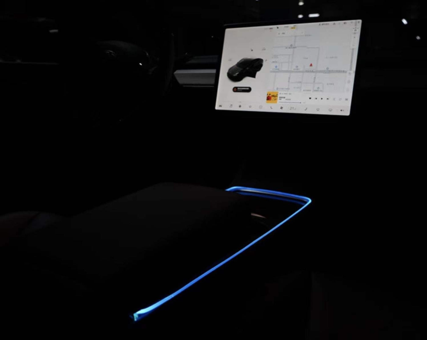 Tesla Model 3 and Model Y: Bluetooth Middle Console Ambient LED Strip -  Plugear