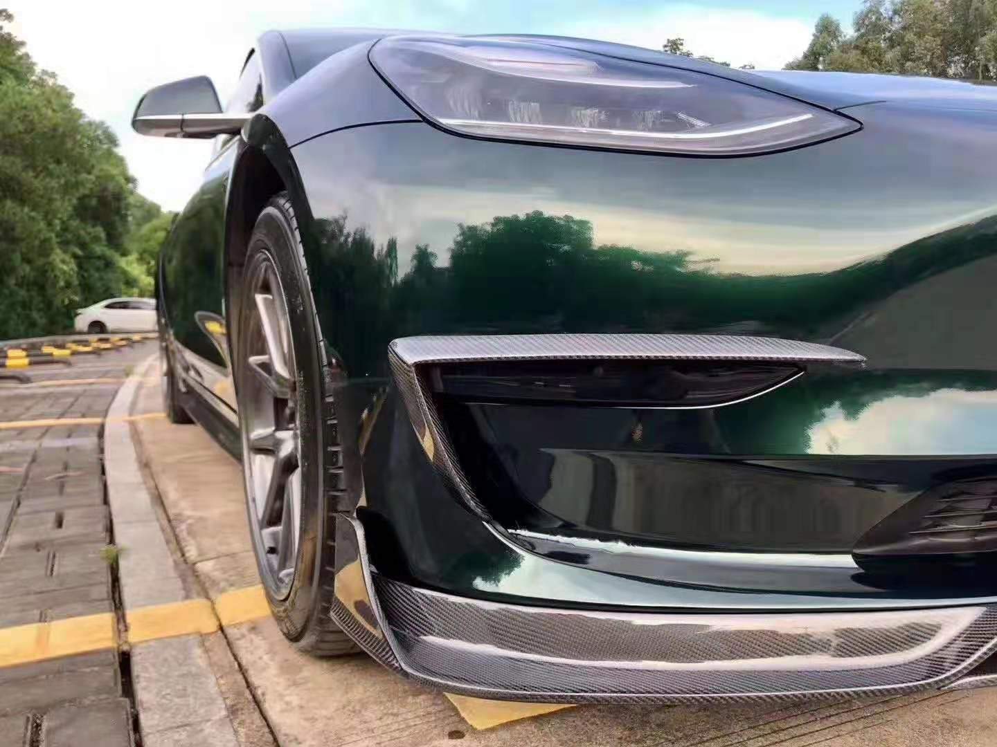 Model 3 Rear Lip Tesla Model 3 Front Lip - Gloss Carbon Fiber V | Pimp My EV