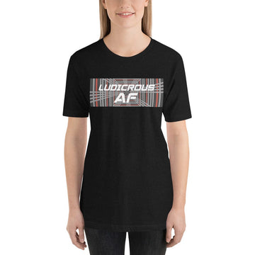 Ludicrous AF Short Sleeve Unisex T-shirt For Tesla Enthusiasts - PimpMyEV