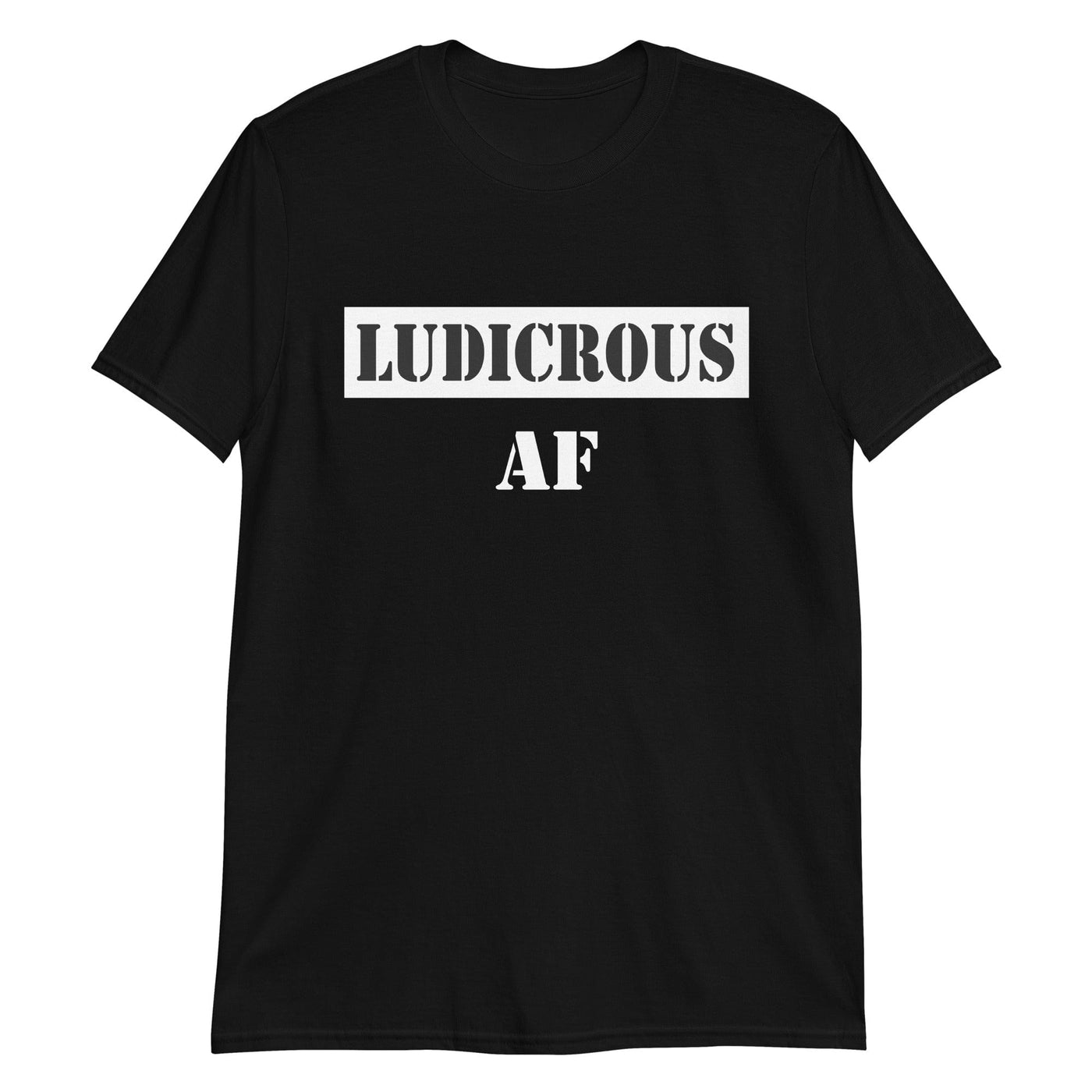 Ludicrous AF US Forces Font Short-Sleeve Unisex T-Shirt For Tesla Enthusiasts - PimpMyEV