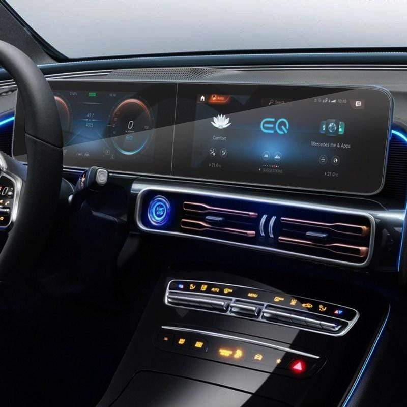 2PCs Tempered Glass 10.25 Navigation Screen Protectors for Mercedes-Benz EQC - PimpMyEV