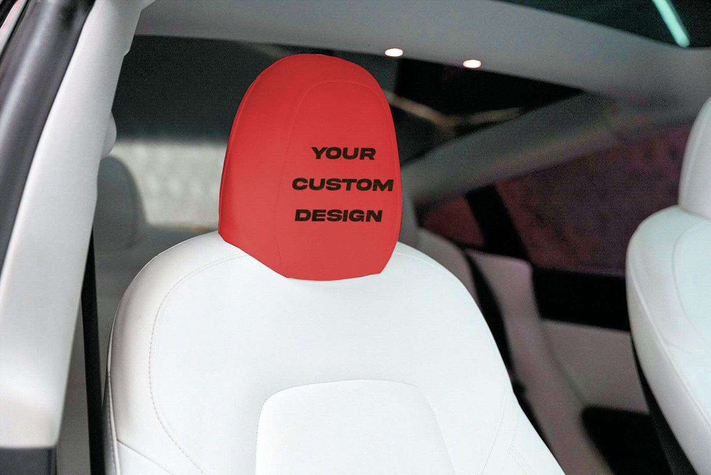 Customizable Vegan Leather Front Headrest Covers For Tesla Model 3 2017-2023 - PimpMyEV