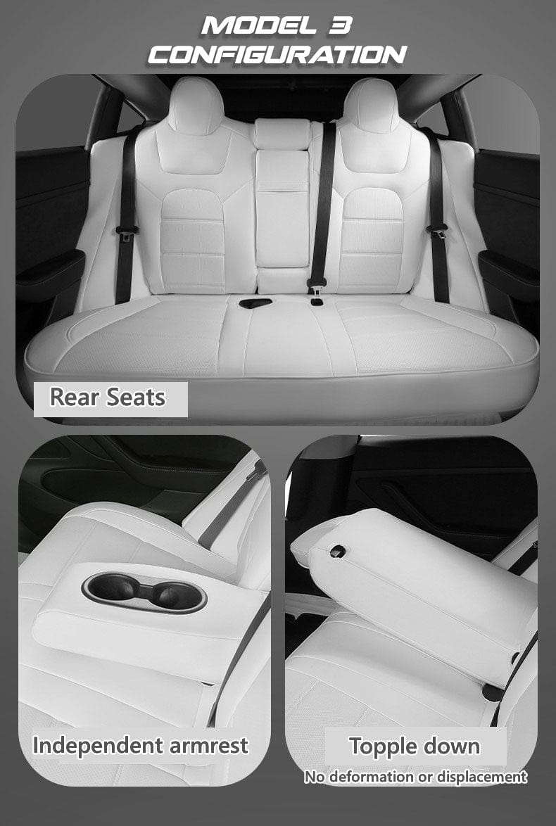Premium Customizable Vegan Leather Seat Covers For Tesla Model 3 2017-2023 - PimpMyEV
