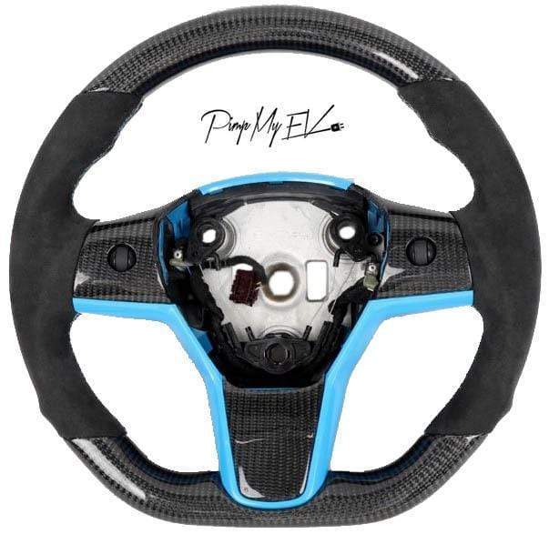 Custom Dry Carbon Fiber Steering Wheel Replacement for Model 3 & Model Y (Various Options) - PimpMyEV