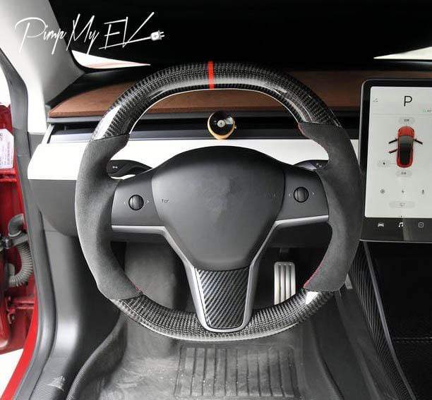 Für Tesla Model 3 Y Real Kohlefaser Rot Schaltwippen Verlängerung  Schalthebel Geschmiedetes Carbon Lenkrad Schaltung Aufkleber hinzufügen  2023