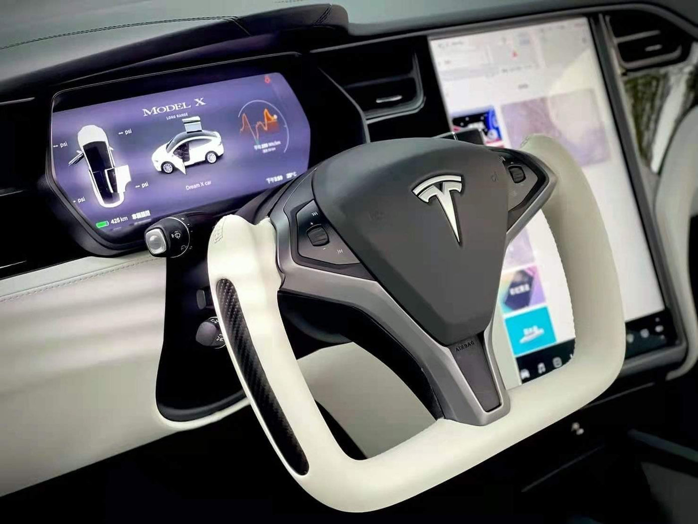 Custom Dry Carbon Fiber Yoke Steering Wheel for Tesla Model S