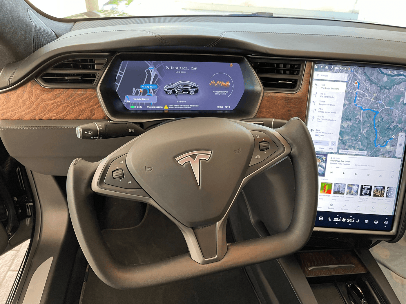 Custom Dry Carbon Fiber Yoke Steering Wheel for Tesla Model S