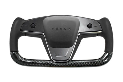 Custom Dry Carbon Fiber Yoke Steering Wheel Replacement for Model S Or Plaid 2021-2022 - PimpMyEV