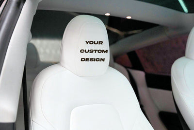 Customizable Vegan Leather Front Headrest Covers For Tesla Model Y 2020-2023 - PimpMyEV