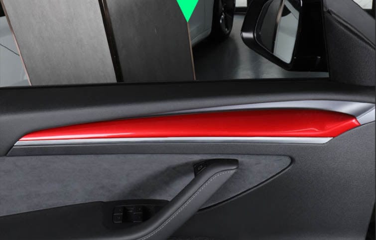 4Pcs Red Carbon Fiber Interior Dashboard Cover Trim Sticker For Tesla Model  3/Y