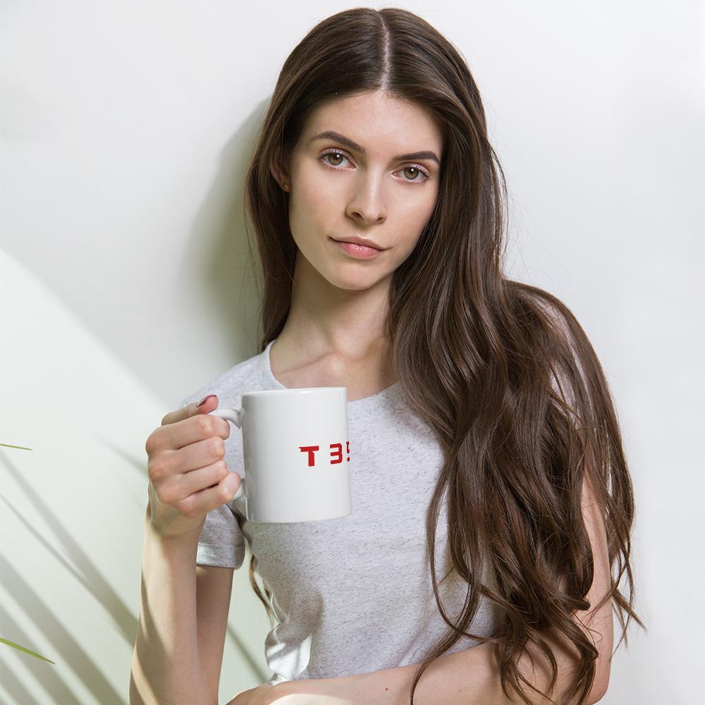 Tesla T35L4 White glossy mug - PimpMyEV