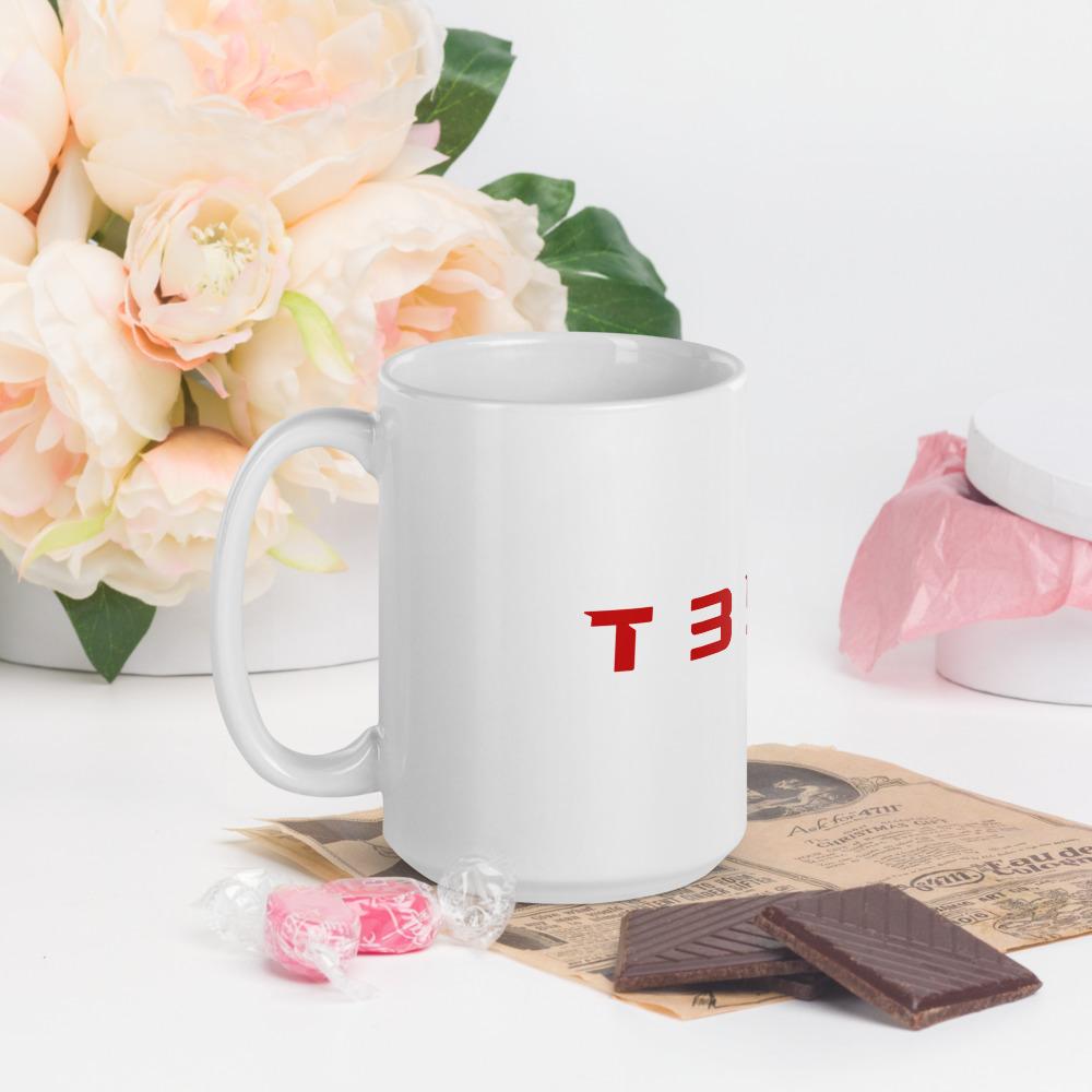 Tesla T35L4 White glossy mug - PimpMyEV