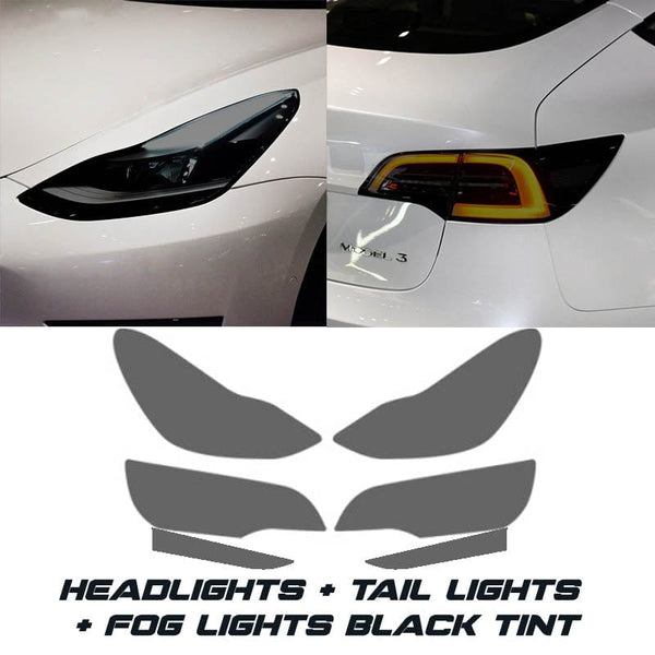 Pre-Cut Head lights, Tail lights Black & Clear Tint film set for Tesla Model  Y 2020-2023