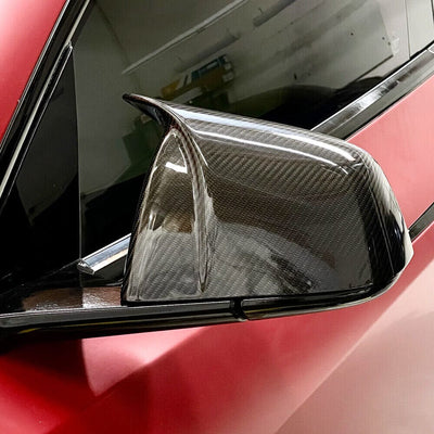 2pcs Genuine Gloss Carbon Fiber BMW M Performance Style Side Mirror Covers Set for Tesla Model Y 2020-2023 - PimpMyEV