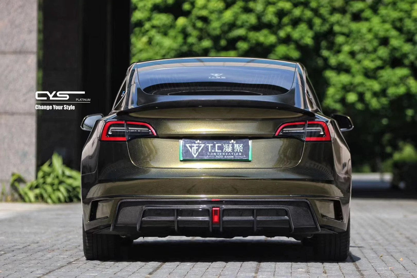 CMST Genuine Carbon Fiber Rear Full Bumper Replacement For Tesla Model 3 2017-2023 - PimpMyEV