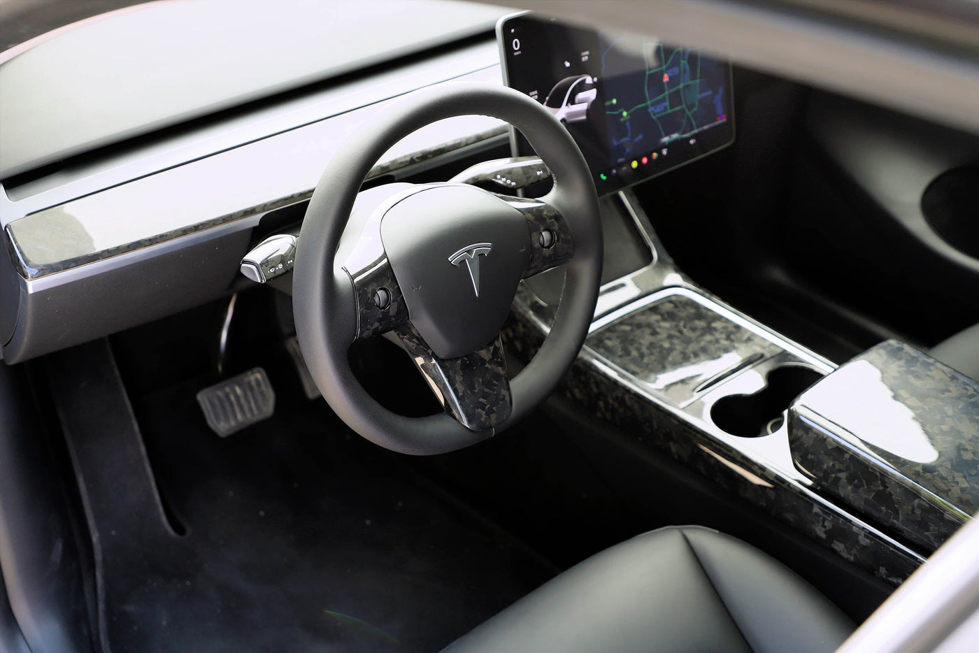 Real Molded Gloss Forged Carbon Fiber Center Console Full Coverage ...