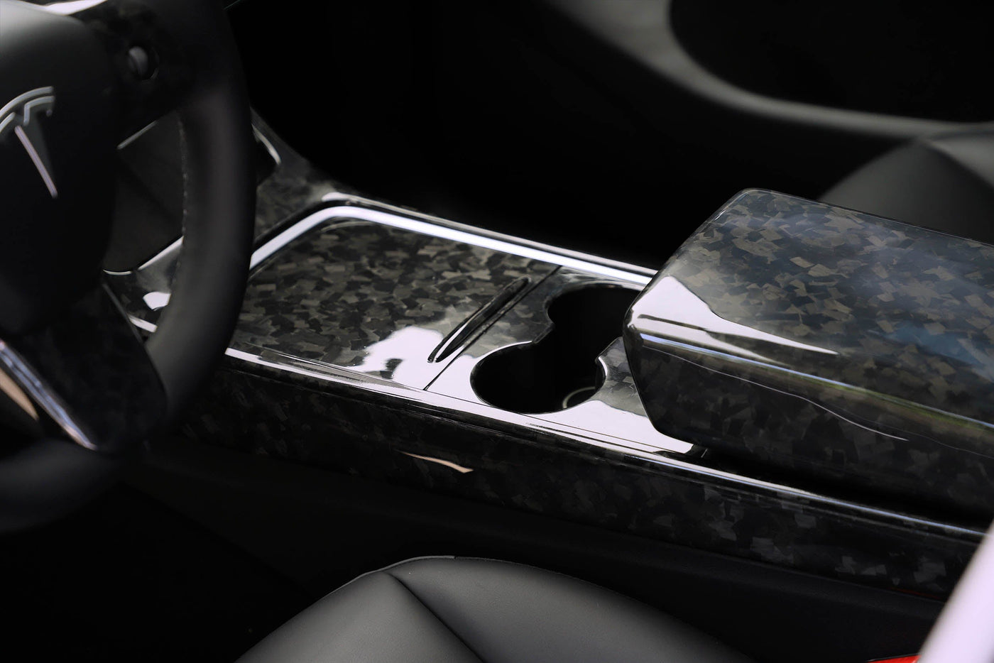 Genuine Gloss Forged Carbon Fiber Center Console Full Coverage