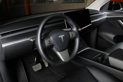 Genuine Carbon Fiber Wiper and Driving Shift Switch Covers V3 for Tesla Model 3 Matte 2017-2023 - PimpMyEV