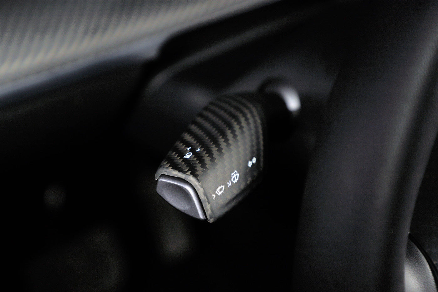 Genuine Carbon Fiber Wiper and Driving Shift Switch Covers V3 for Tesla Model Y Matte 2020-2023 - PimpMyEV