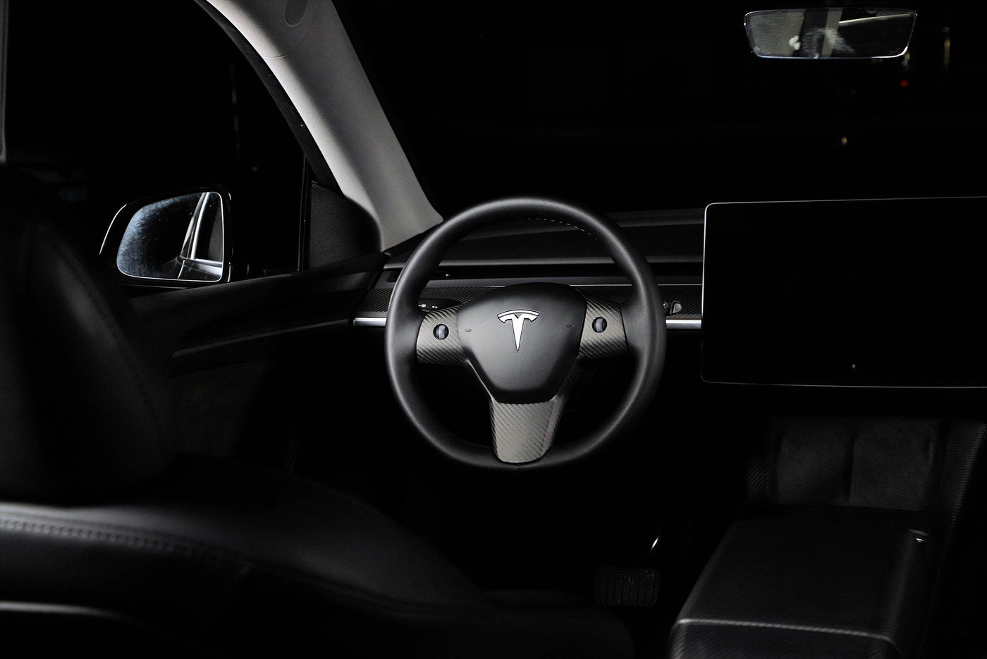 Genuine Carbon Fiber Wiper and Driving Shift Switch Covers V3 for Tesla Model Y Matte 2020-2023 - PimpMyEV