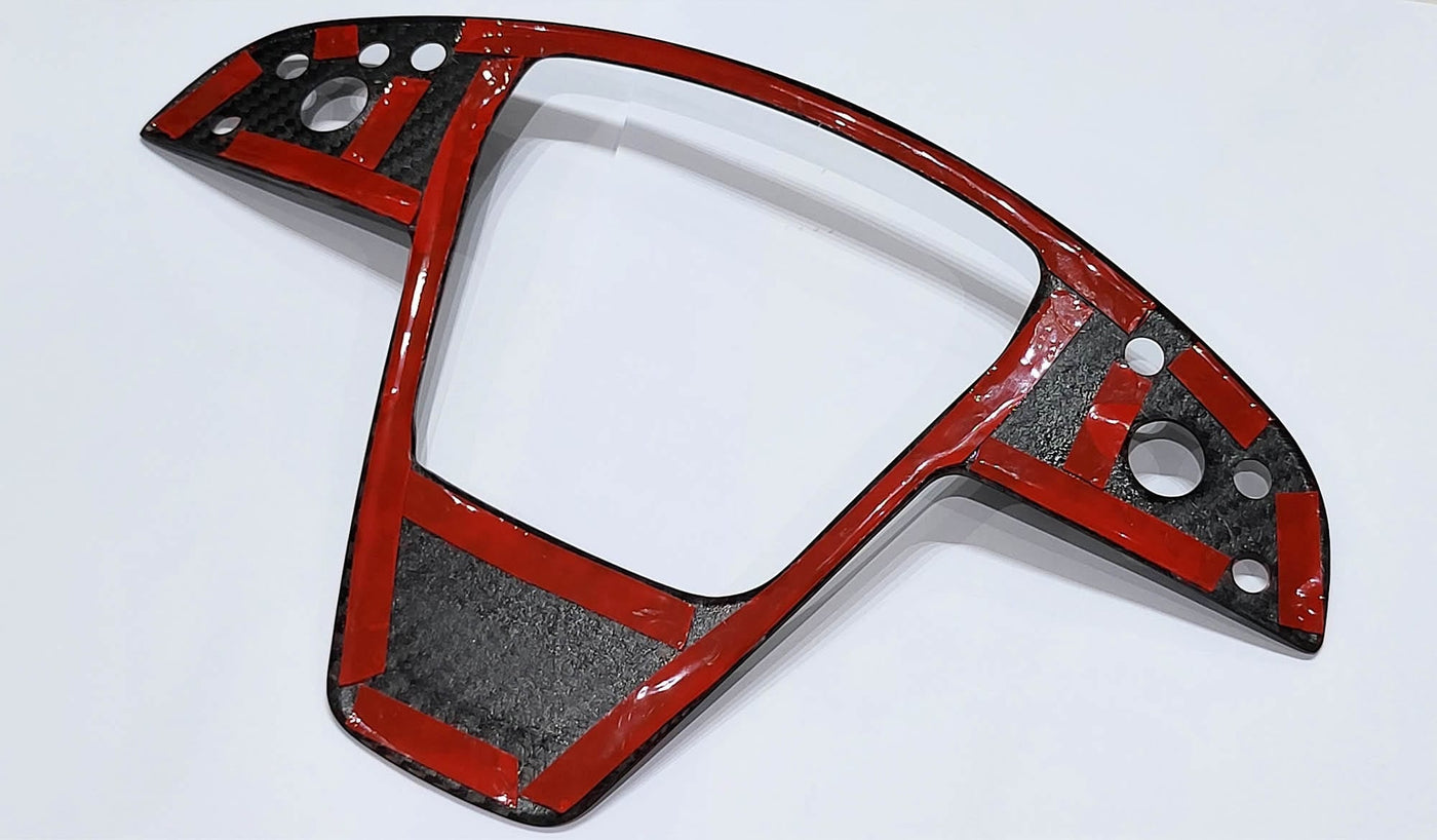 Genuine Gloss Carbon Fiber Yoke Steering Wheel Fascia for Model S 2021-2023 (PLAID) - PimpMyEV
