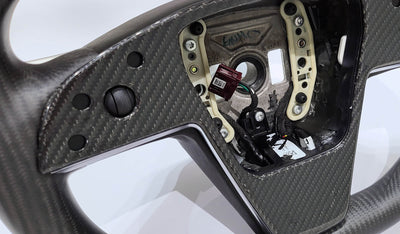 Genuine Gloss Carbon Fiber Yoke Steering Wheel Fascia for Model X 2021-2023 (PLAID) - PimpMyEV