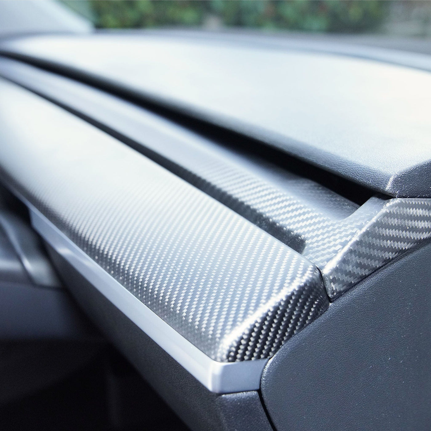 Genuine Matte Carbon Fiber Dashboard Air Vent Top Trim For Tesla