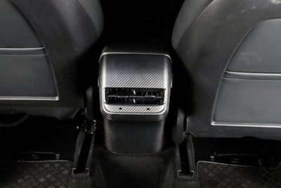 Genuine Matte Carbon Fiber Rear Air Conditioner Vent Fascia V2 USB-C for Tesla Model 3 2020-2022 - PimpMyEV