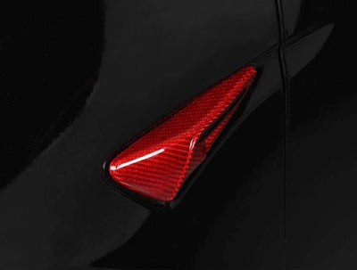 Genuine Red Carbon Fiber Side Markers Camera Full Covers New V2 for Model S 2014-2021 - PimpMyEV