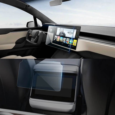 2Pcs HD Tempered Glass Screen Protector Set For Tesla Model X 2022-2023 - PimpMyEV