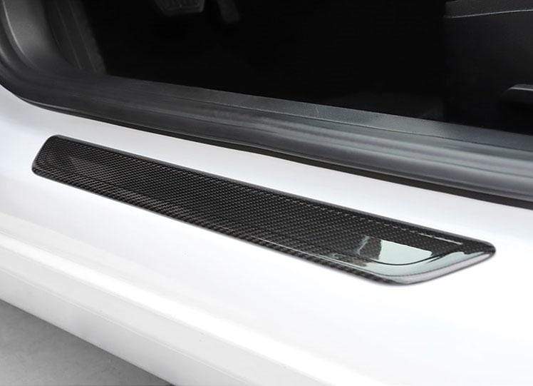 4 stücke Carbon Faser Vinyl Auto Einstiegsleisten Scuff Platte