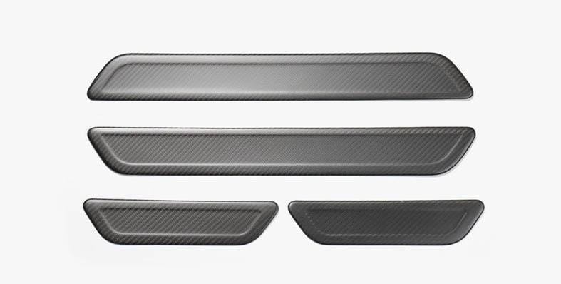 4PCs Genuine Carbon Fiber Style Scuff Plates / Door Sill Covers for Model 3 (Matte) - PimpMyEV