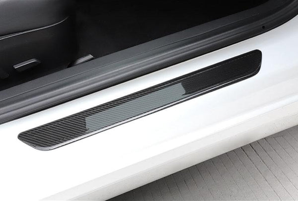 4 STÜCKE Echte glänzend geschmiedete Carbon-Faser-Einstiegsleisten-Verschleißplatten  für Tesla Model Y 2020-2023