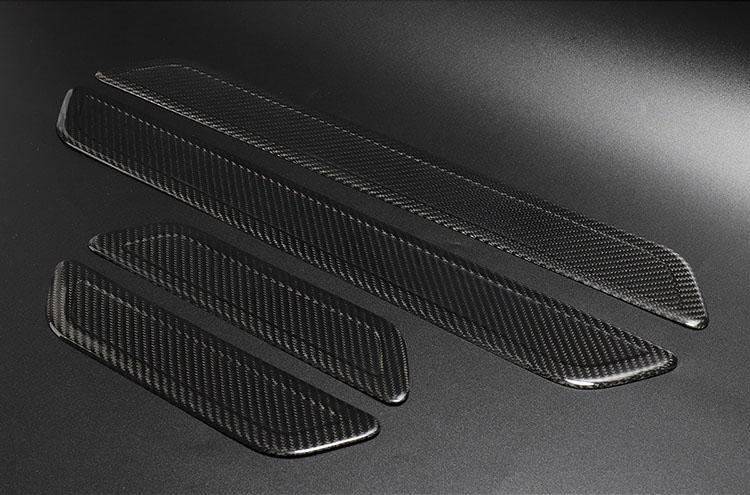 4PCs Genuine Carbon Fiber Style Scuff Plates / Door Sill Covers for Model Y (Gloss) - PimpMyEV