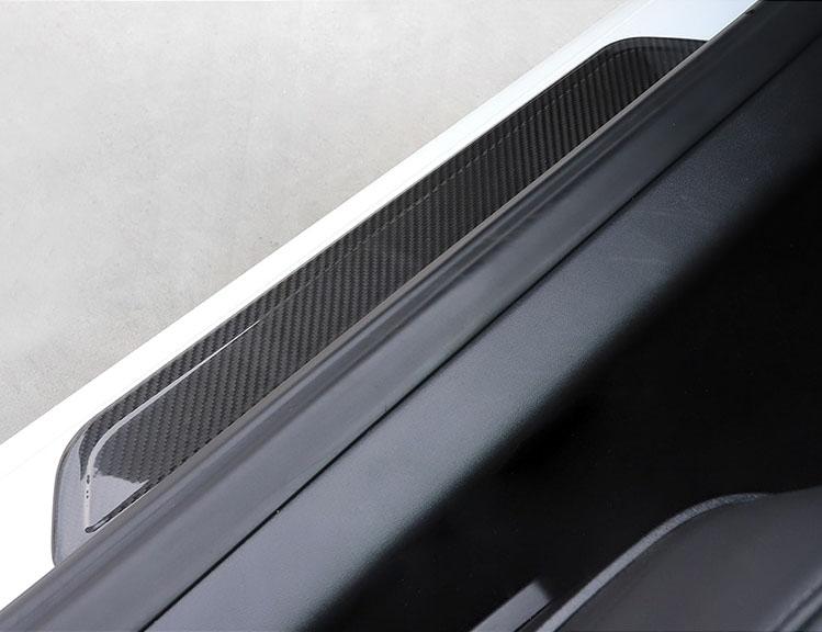 4PCs Genuine Carbon Fiber Style Scuff Plates / Door Sill Covers for Model Y (Gloss) - PimpMyEV