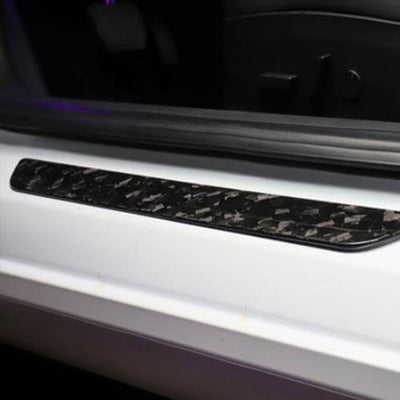 4PCs Genuine Forged Carbon Fiber Scuff Plates / Door Sill Covers for Model Y (Gloss) - PimpMyEV