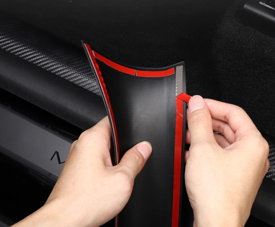Car Door Sill Leather Stickers Protection Plate Carbon Fiber Threshold Strip  Taildoor Accessories for Tesla Model 3 Y 2022 2023