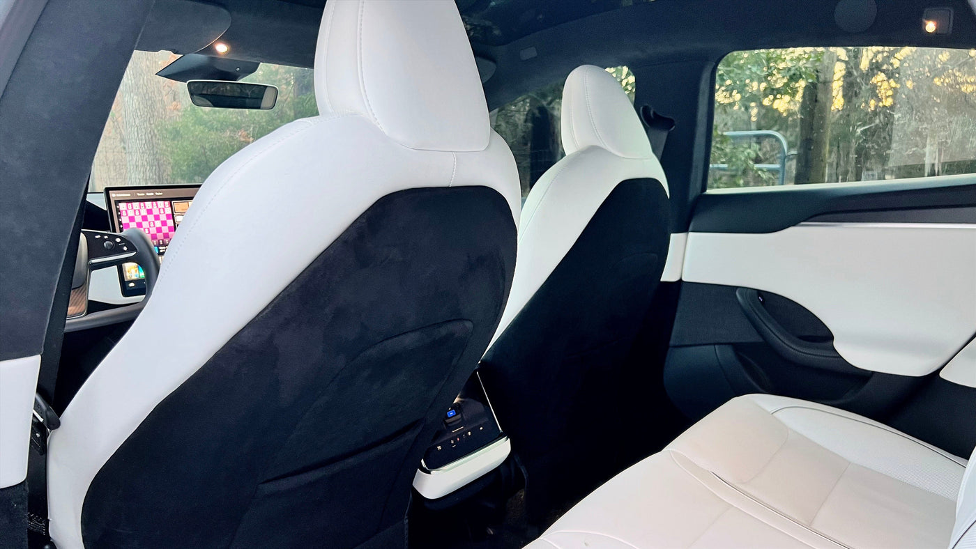 2PCs Vegan Leather Seat Back Protectors For Tesla Model X - 2022-2023 - PimpMyEV