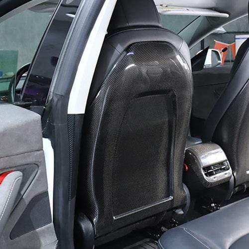 Genuine Carbon Fiber Seat Full Back Replacements for Model 3 (Gloss) - PimpMyEV
