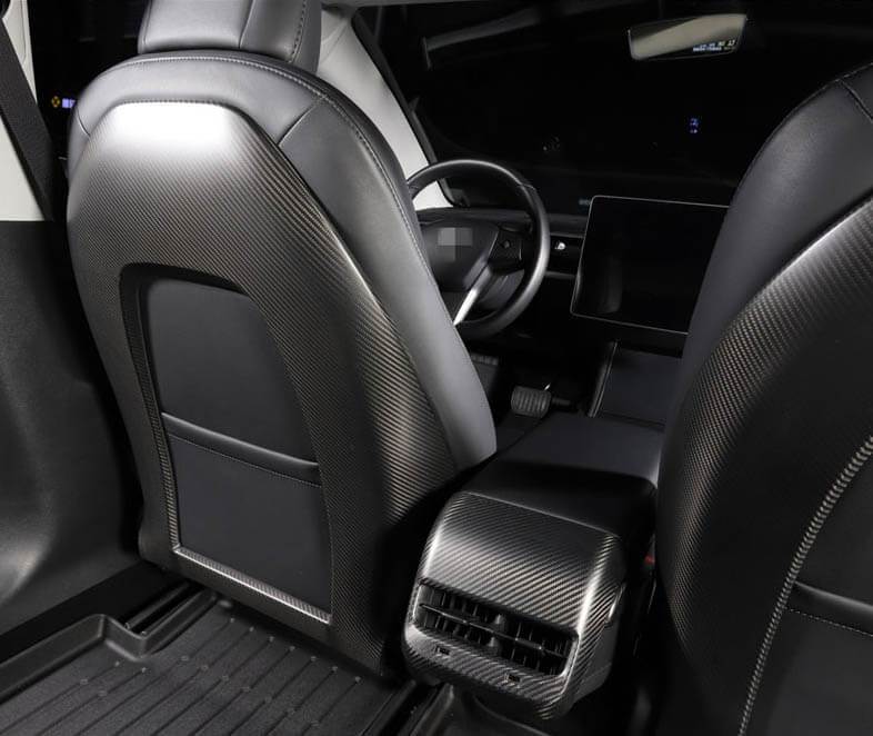 Genuine Carbon Fiber Seat Open Back Protectors for Model 3 (Matte) - PimpMyEV