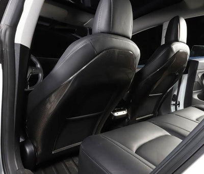 Genuine Carbon Fiber Seat Open Back Protectors for Model Y (Gloss) - PimpMyEV