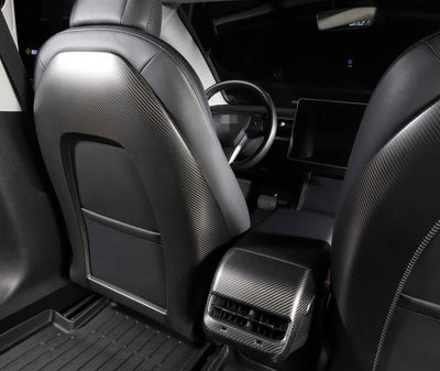 Genuine Carbon Fiber Seat Open Back Protectors for Model Y (Matte) - PimpMyEV